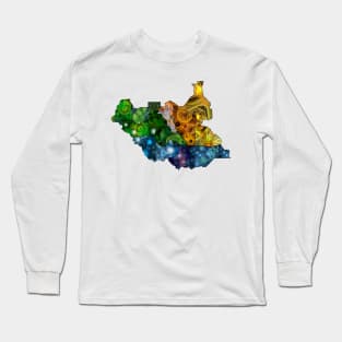 Spirograph Patterned South Sudan States Map Long Sleeve T-Shirt